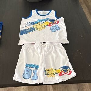 Sonic Kids White and Blue Tank Top Set